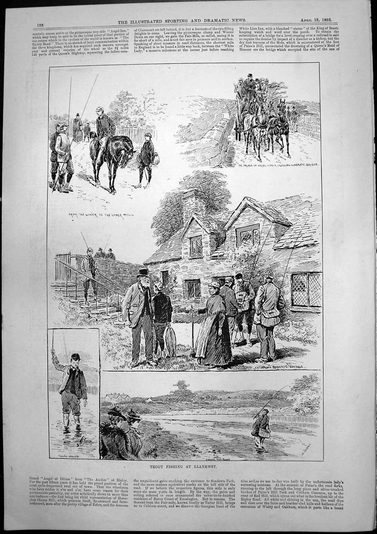 Old Trout Fishing Llanrwst Guildford Godalming Petersfield Wilby 1893 Victorian