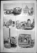 Old Rome Corinthian Columns Arch Severus St Peters Temple Saturn 1893 Victorian