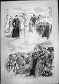 Antique Old Print Second Spring Meeting Sandown Park Paddock Enclosure 1893