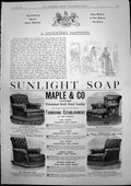Antique Print Sunlight Soap Makers Queen Maple & Co Furnishing Chairs 1893 19th