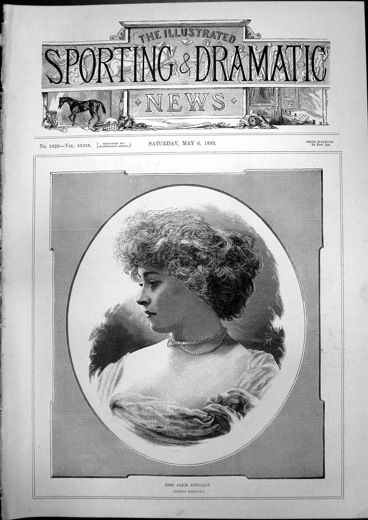 Old Miss Alice Kingsley Tooles Theatre Young Woman Short Curly Hair18 19th