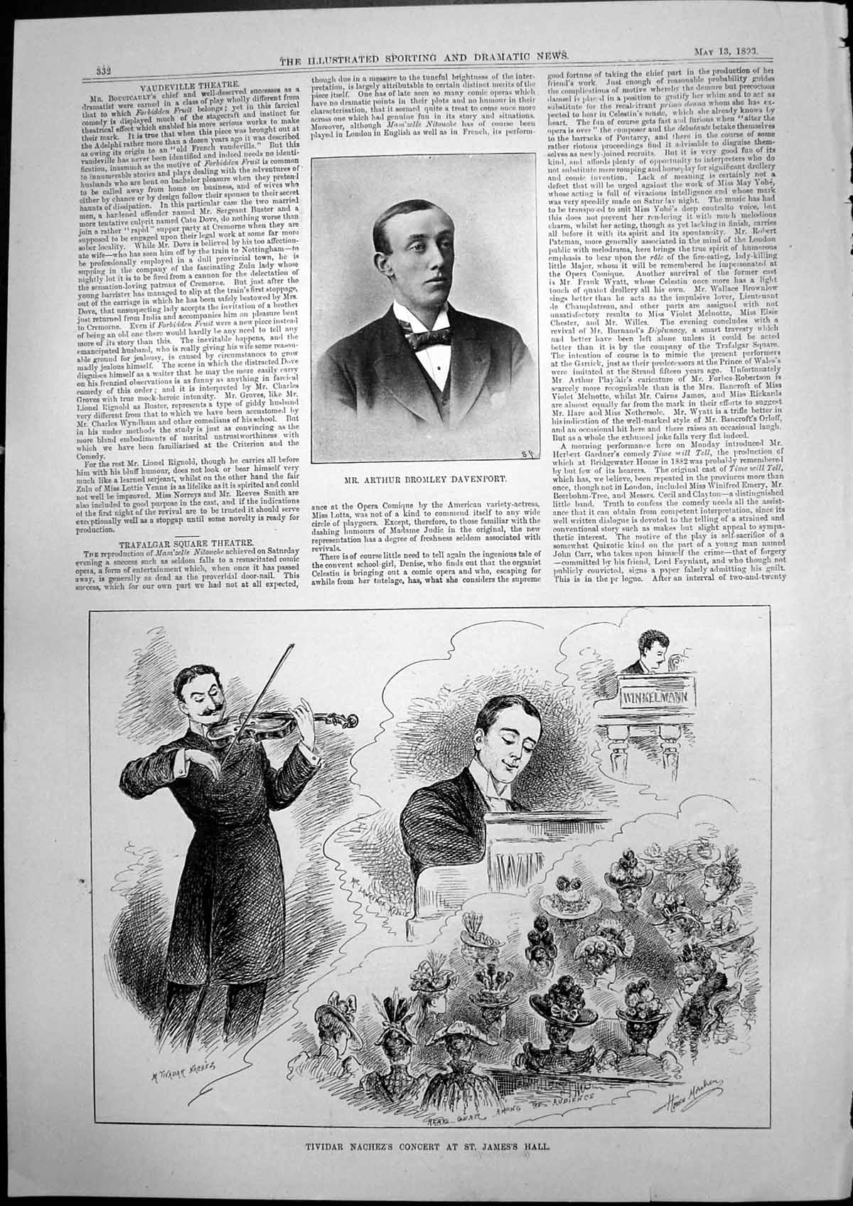 Old Arthur Bromley Davenport Tividar Nachezs Concert St James Hall189 Victorian