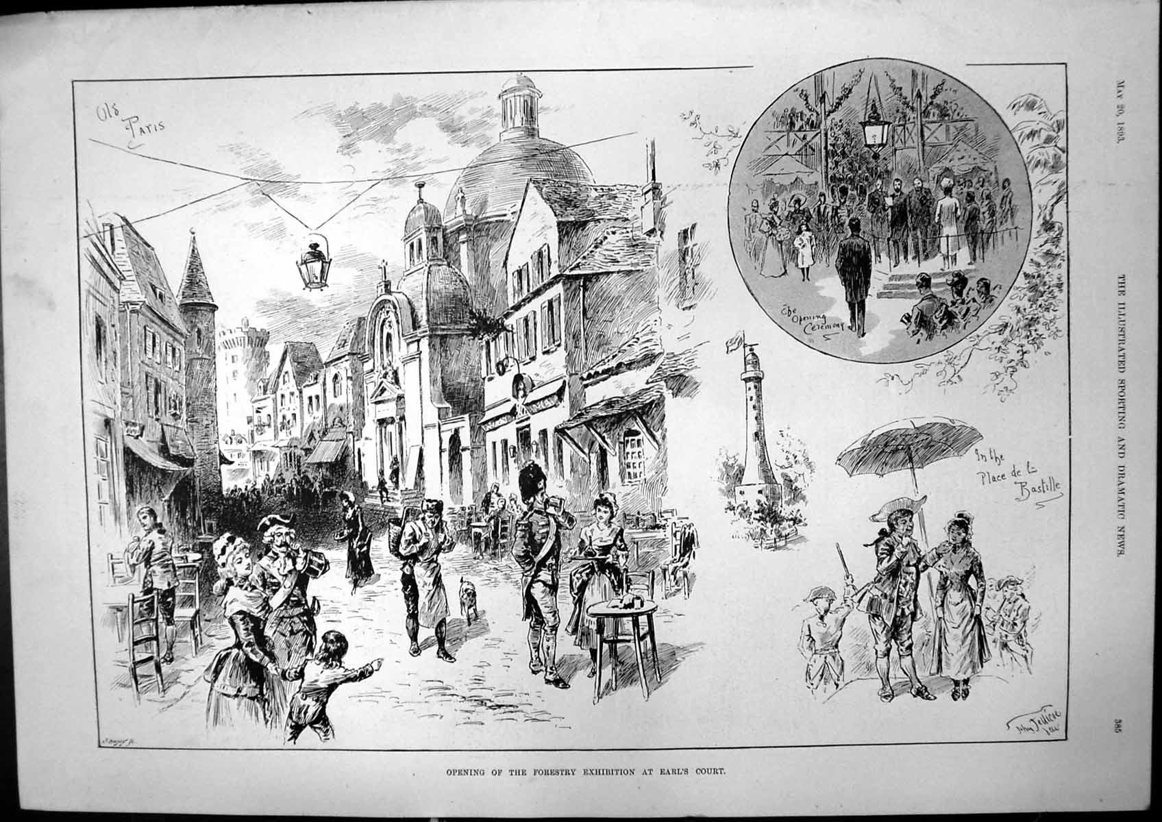 Antique Print Opening Forestry Exhibition Earls Court Paris Place Bastille