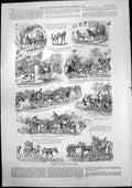 Old Print Podsoms Tandem To Derby Wife Hing Pair Reins Never Reached 189 19th