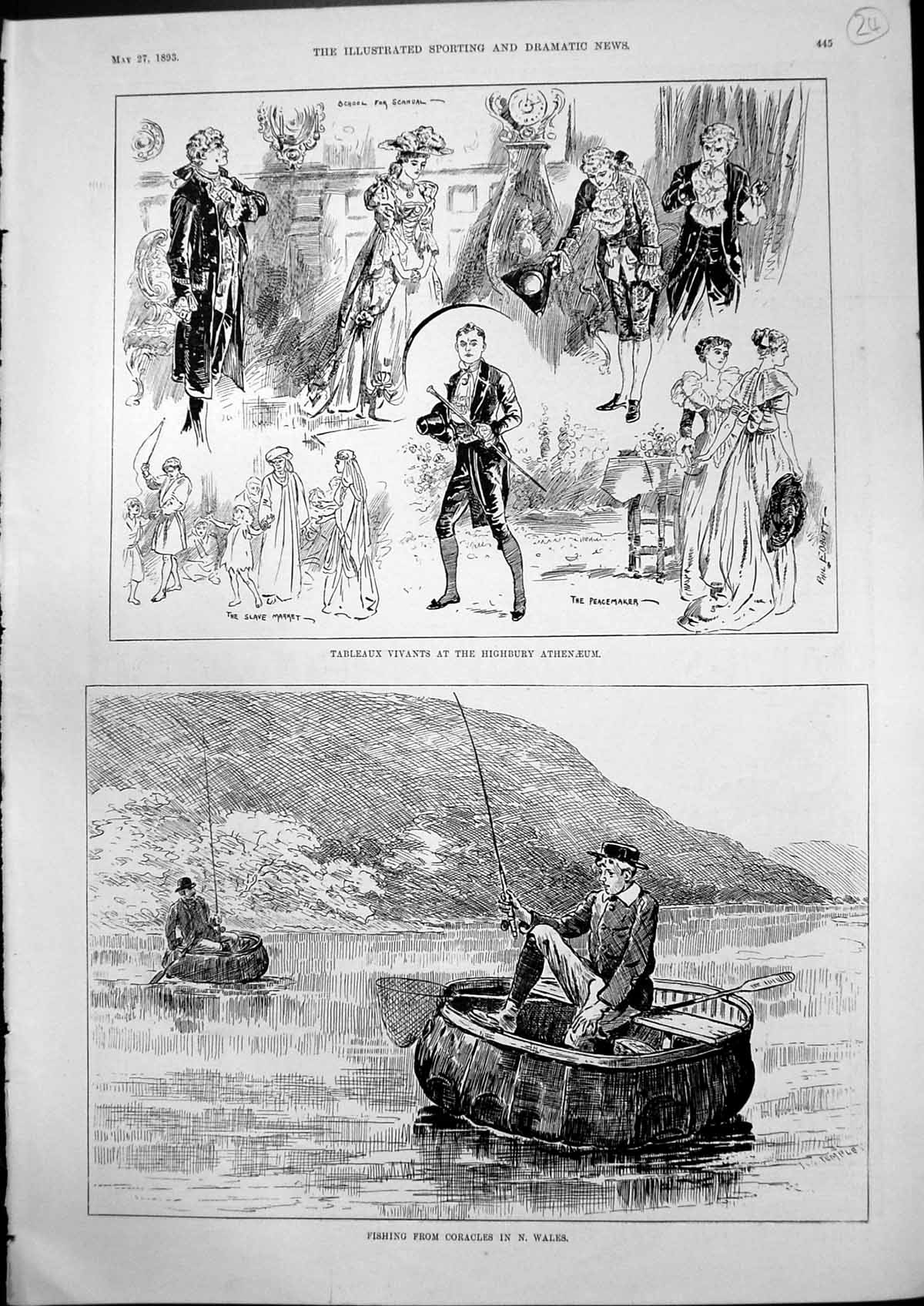 Old Tableaux Vivants Highbury Athenaeum Fishing Coracles N Wales 1893 Victorian