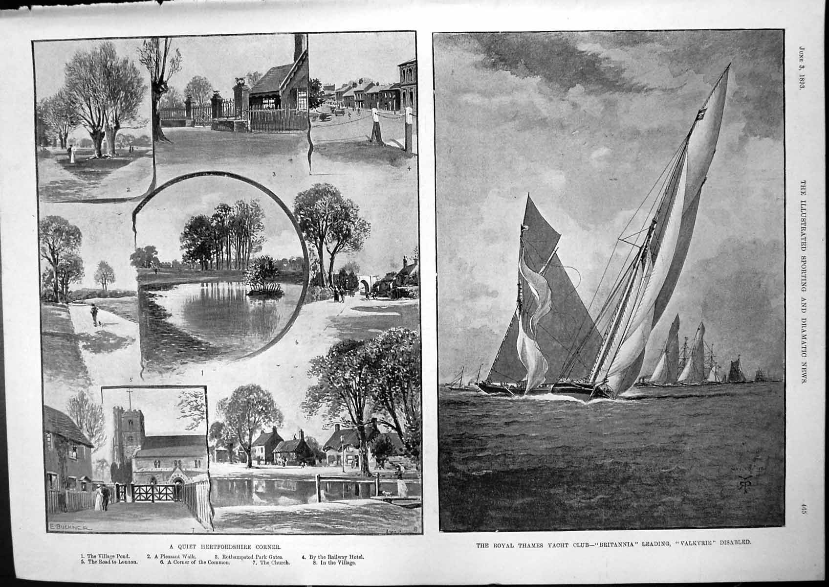Old Quiet Hertfordshire Corner Royal Thames Yacht Club Britannia 1893 Victorian