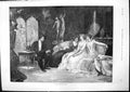 Antique Old Print In Drawing Room Gentleman Admiring Three Young Women 1893