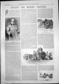 Antique Old Print Ancient Modern Coaching Pj Rumney Hall Bushey Abbey 1893 19th
