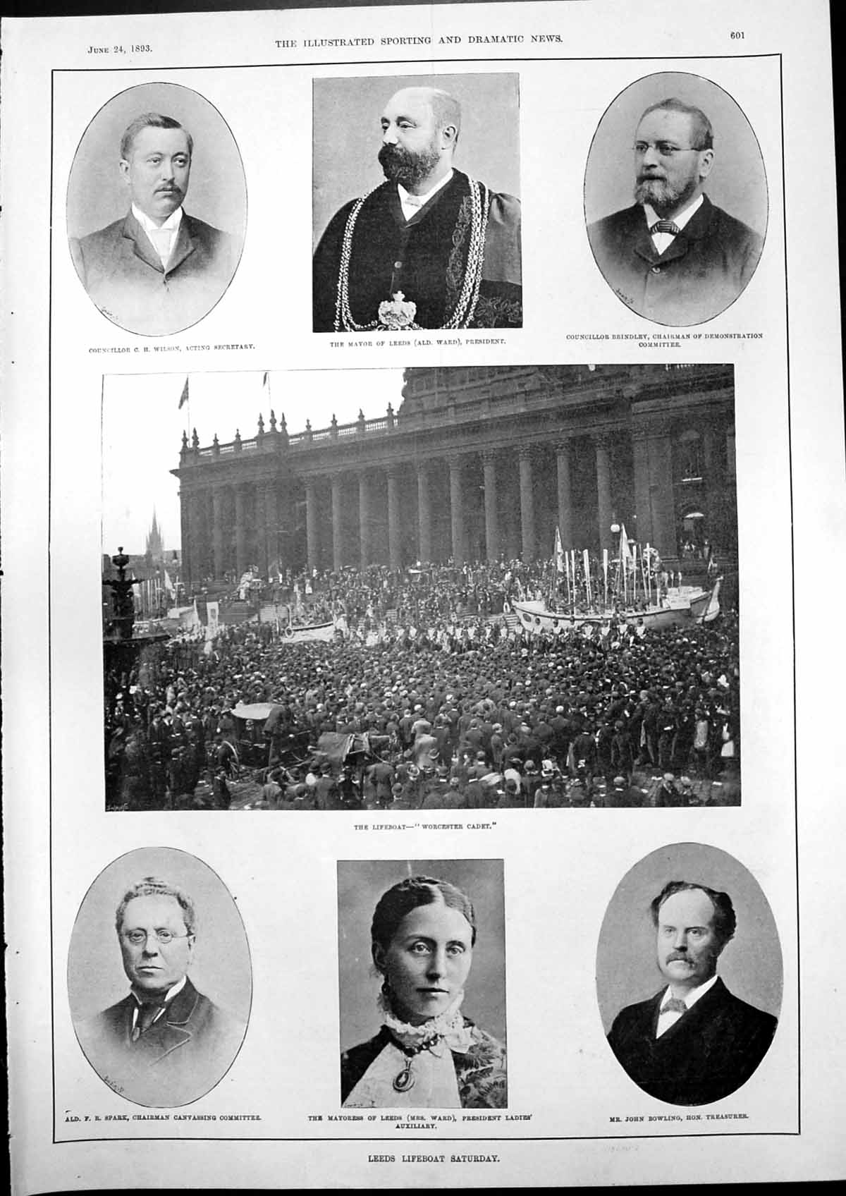 Old Print Leeds Lifeboat Saturday H Palmer Chairman Pietro Mascagni 1893 19th