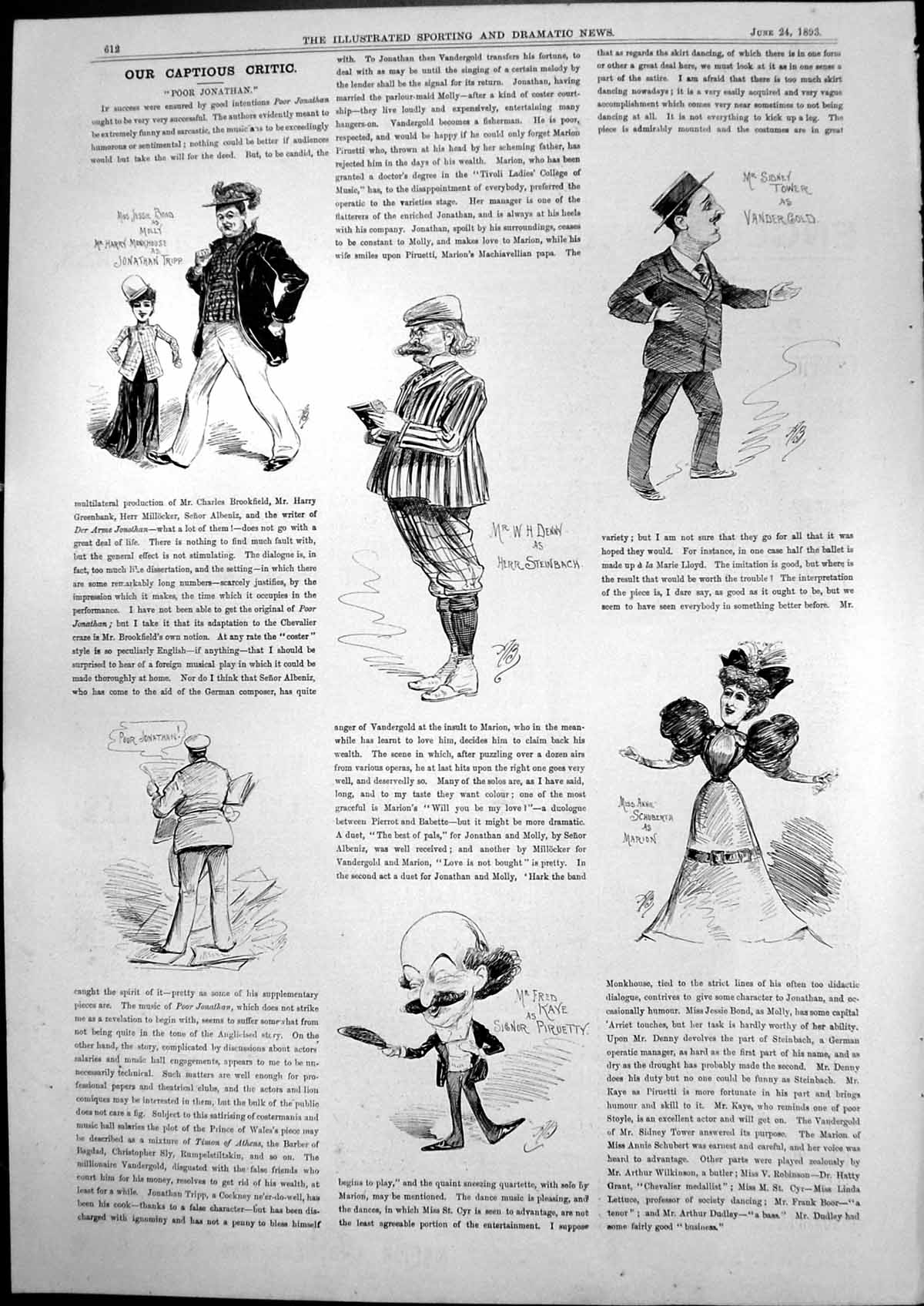 Antique Old Print Captious Critic Poor Jonathan Vander GJonathan Tripp 1893