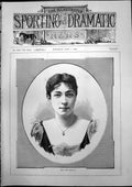 Old Antique Print Miss Rose Nesbitt Portrait Woman Short Dark Hair 1893 19th