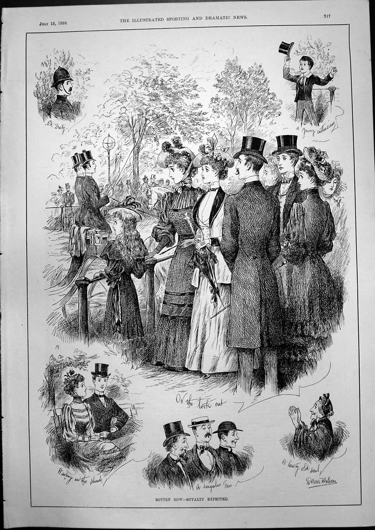 Old Print Rotten Row Royalty Expected Dower Wilson Look Out On Duty 1893 19th