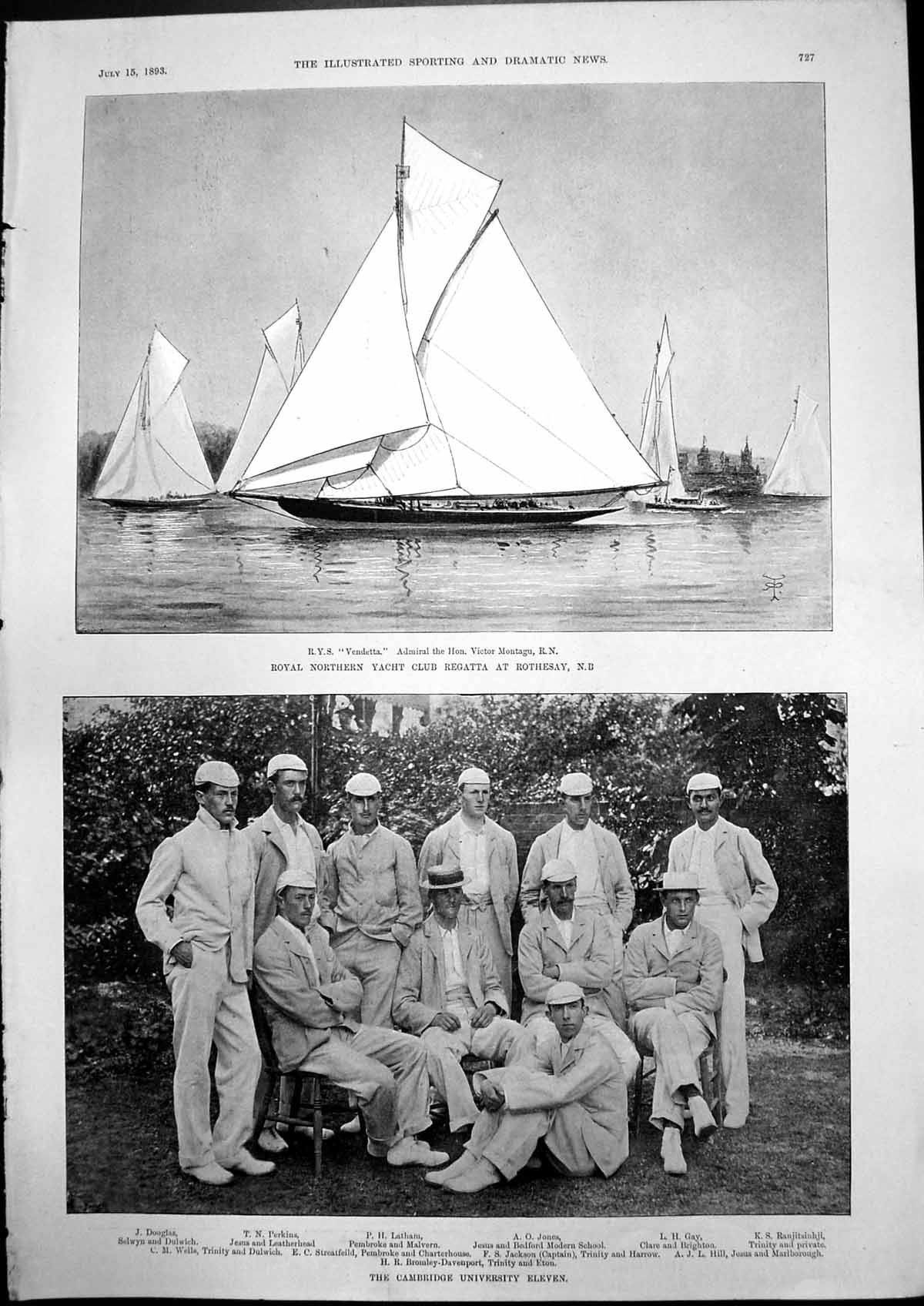 Old Cambridge University Eleven Royal Northern Yacht Club Rothesay189 Victorian