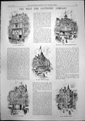 Antique Old Print West End Clothiers Co Ludgate Hill Oxford St Strand 1893 19th