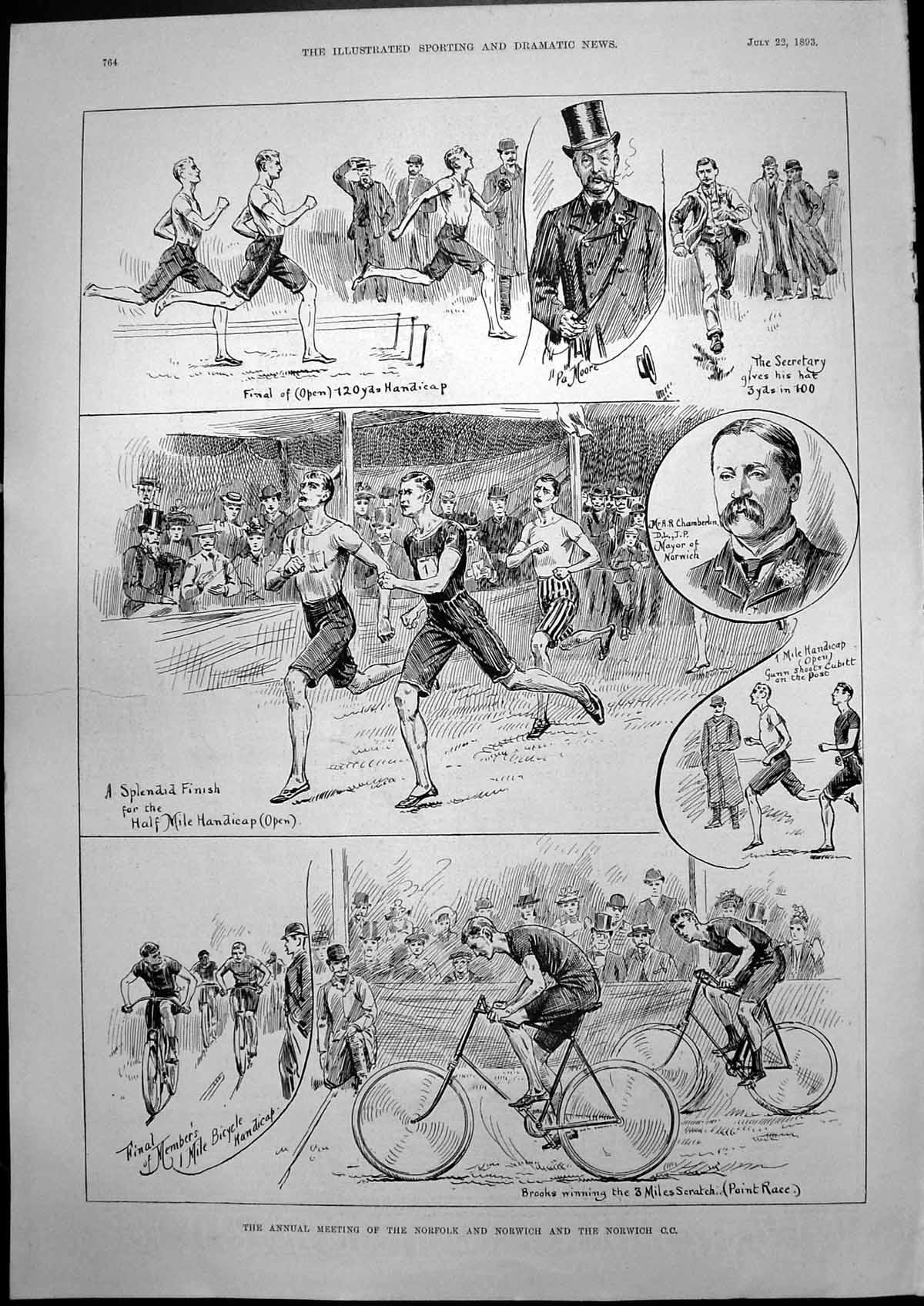 Old Annual Meeting Norfolk Norwich Norwich C C Brooks Cycle Race 1893 Victorian