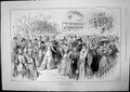 Antique Old Print Goodwood Lawn Well Dressed Spectators Top Hats Gowns 1893