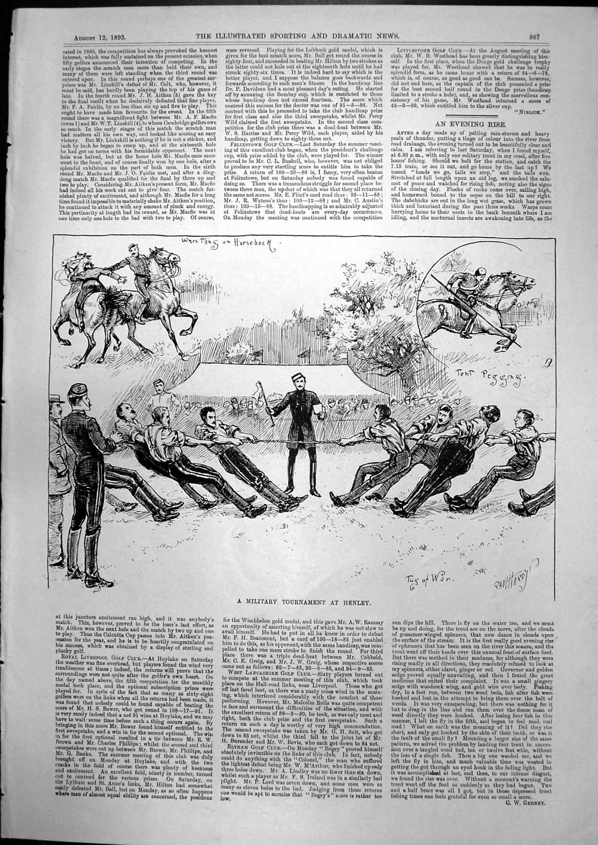 Old Antique Print Military Tournament Henley Colchester Road Romford 1893 19th