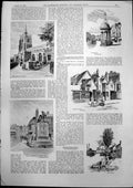 Antique Old Print Chelmsford Church Conduit Kelvedon Colchester Castle 1893