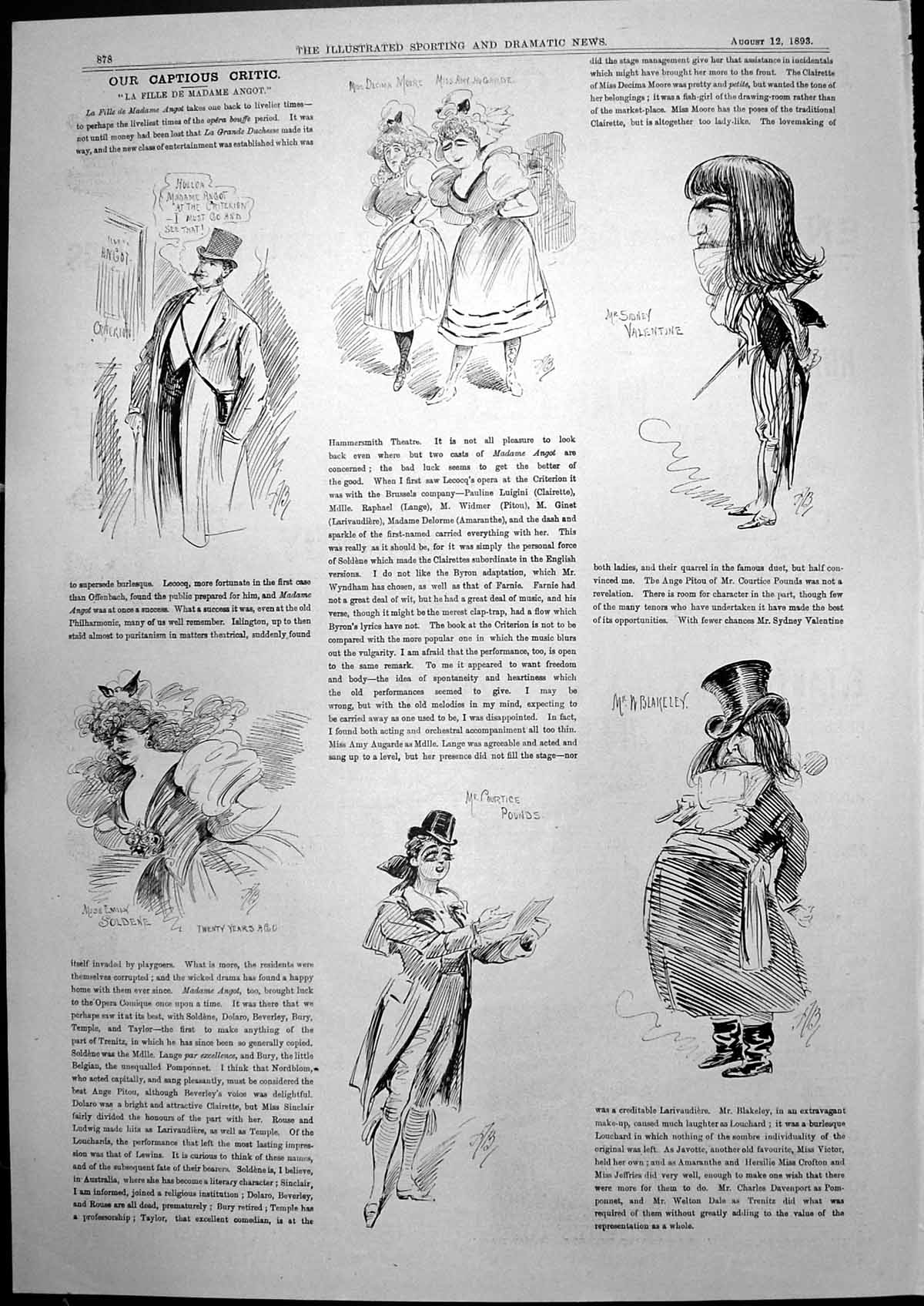 Antique Print Captious Critic La Fille De Madame Angot Courtice Pounds 1893