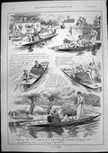 Old Days Punting Easy If Know How Avoid Middle Stream Deep Muddy 1893 Victorian
