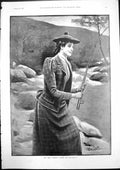 Old Print Sea Trout Fishing Giving Him Butt Sydney Cowell Woman Rod 1893 19th