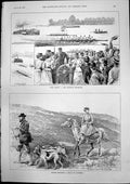 Antique Print Baltic Shipping Exchange Grouse Shooting Relay Pointers 1893 19th