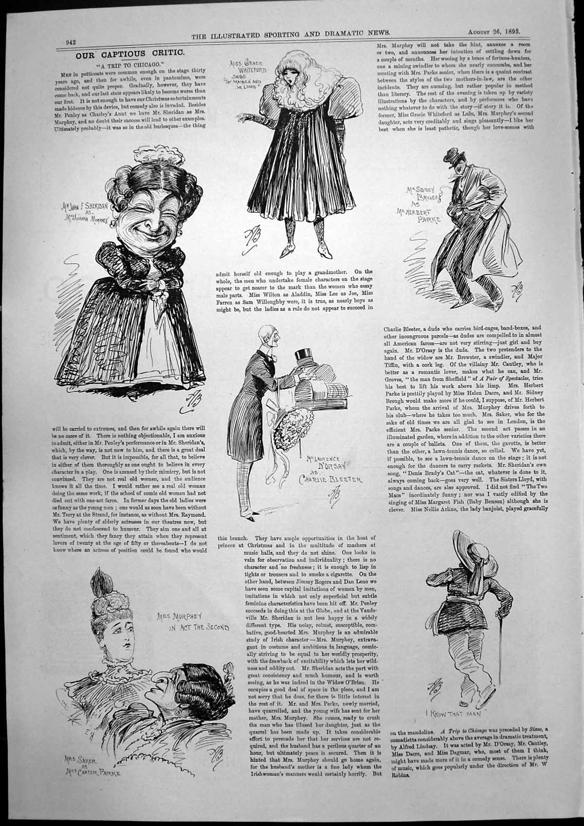 Old Captious Critic Trip To Chicago Charlie Bleeter Mrs Carter Parke