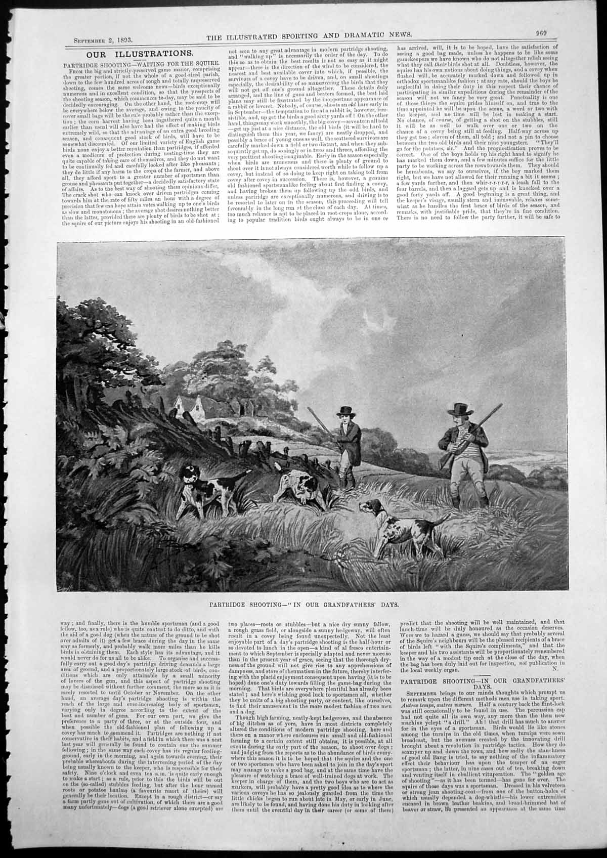 Old Print Partridge Shooting en Days Baths Catherine De Medicis Blois 18 19th