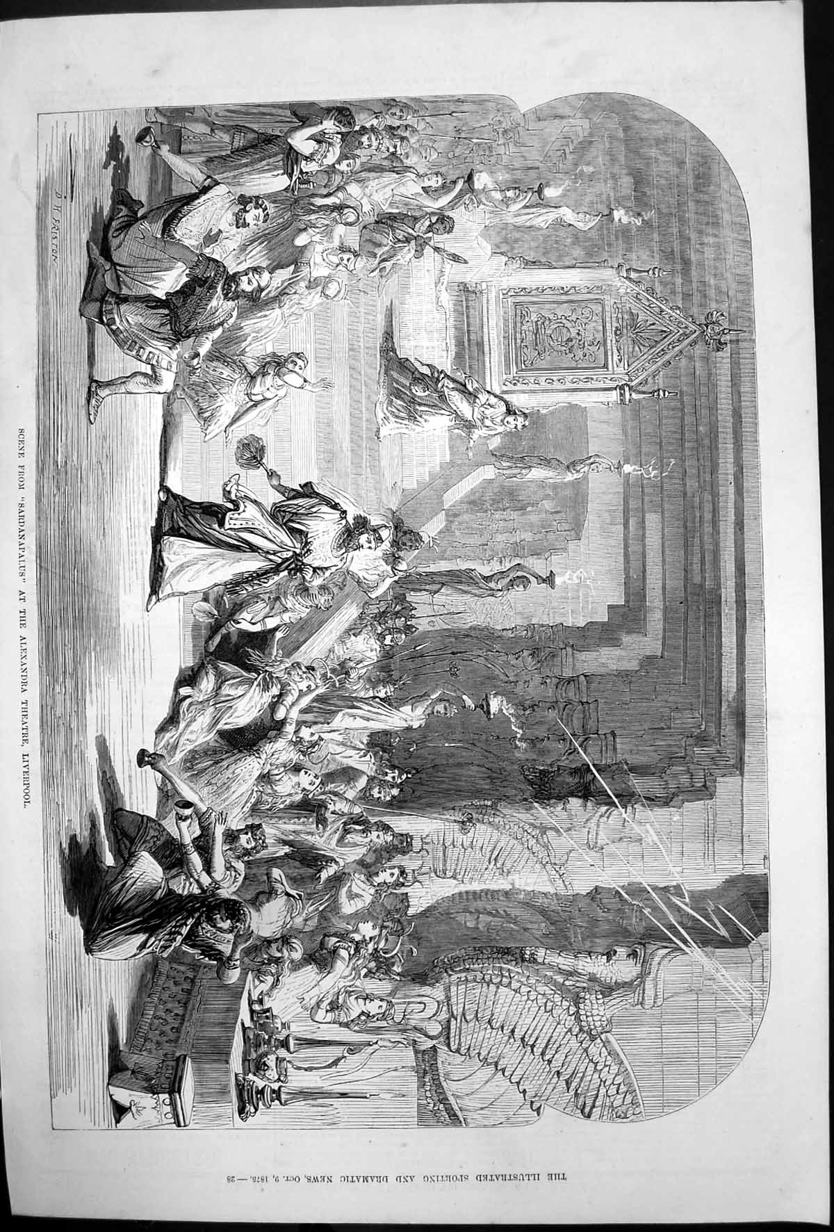 Antique Print Scene Sardanapalus Alexandra Theatre Liverpool D Friston 1875