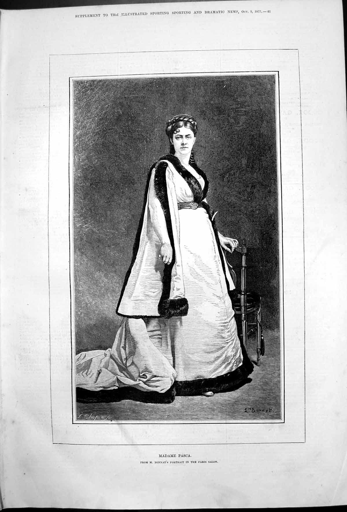 Old Antique Print Madame Pasca From M Bonnats Portrait Paris Salon 1875 19th