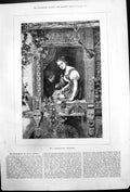 Antique Old Print Gamekeepers Daughter Young Woman Sitting Window Plants 1875