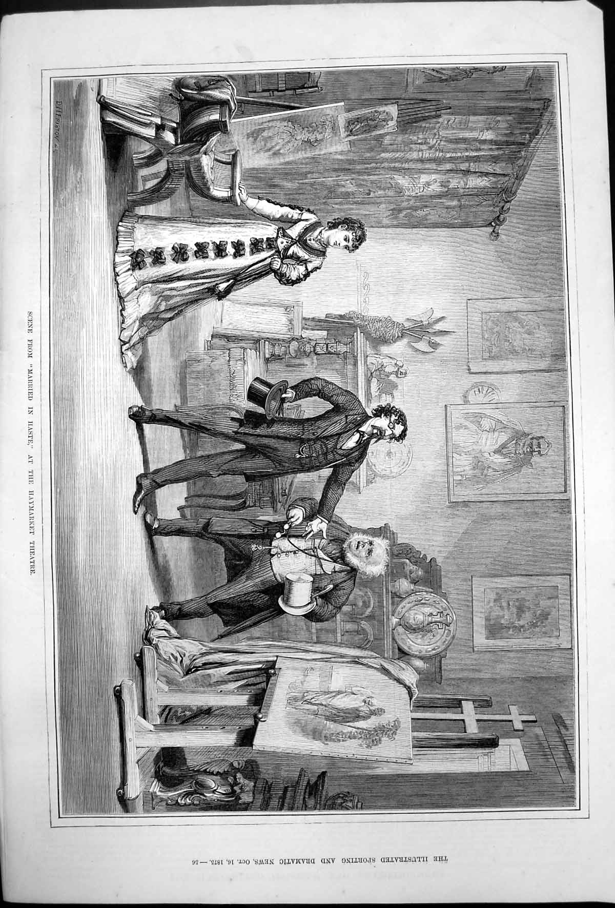 Old Scene Married In Haste Haymarket TheatrePeople Paintings 1875