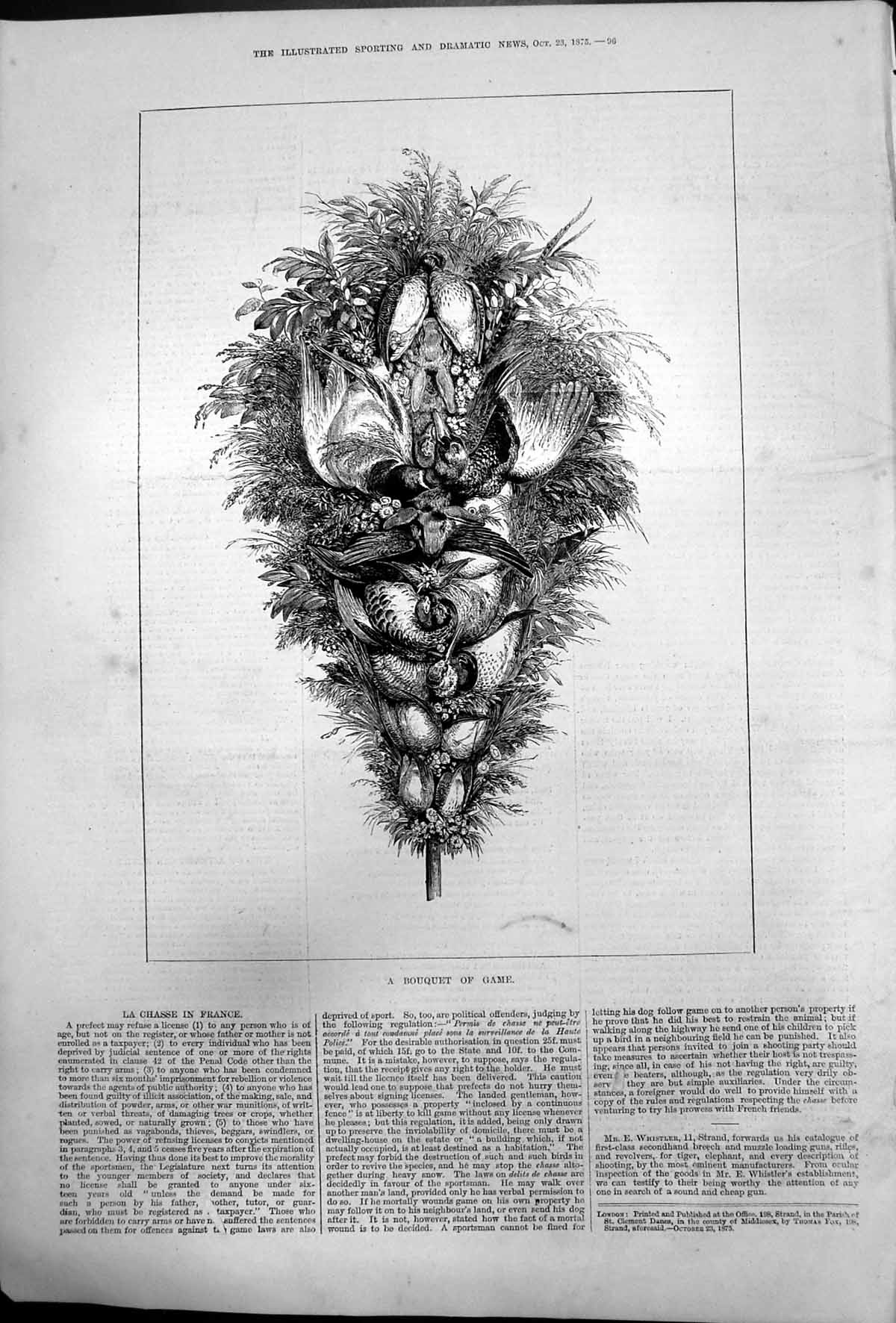 Original Old Antique Print Bouquet Game Pairs Birds Form Bouquet Shape 1875