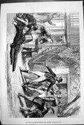 Original Old Antique Print Sentenced Death Grecian Theatre D H Friston 1875