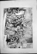 Antique Print Christmas Drawing Room Amateur Theatricals Behind Scenes 1875