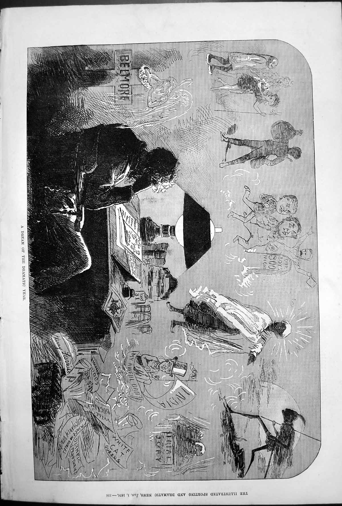 Antique Old Print Dream Dramatic Year Harry Furniss Belmore Trial Jury 1876