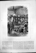 Original Old Antique Print Imperial Durbar Agra King Steps Armour Jewels 1876