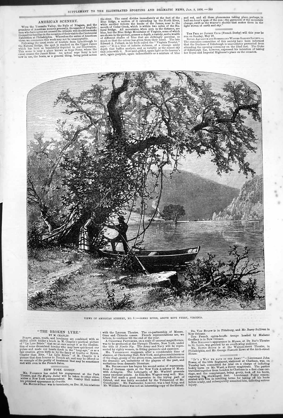 Old Views American Scenery James River Above Rope Ferry Virginia 1876 Victorian