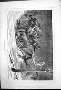Old Antique Print Russian Sleighing Party Horses Sleigh Snow Lampost 1876 19th