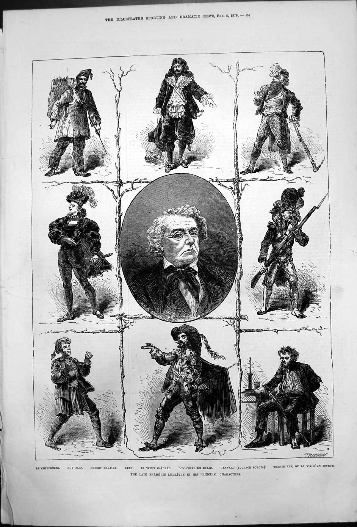 Old Late Frederic Lemaitrre His Principal Characters Ruy Blas Kean 18 19th