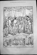 Antique Print Military Ball Dancing Hop Playing Cards Pulling Crackers 1876