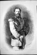 Original Old Antique Print Portrait Crown Prince Germany Uniform Schweizer 1876