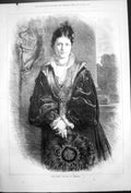 Original Old Antique Print Portrait Crown Princess Germany Schweizer 1876 19th