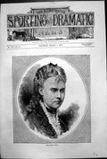 Original Old Antique Print Portrait Miss Emily Mott 1876 19th Century