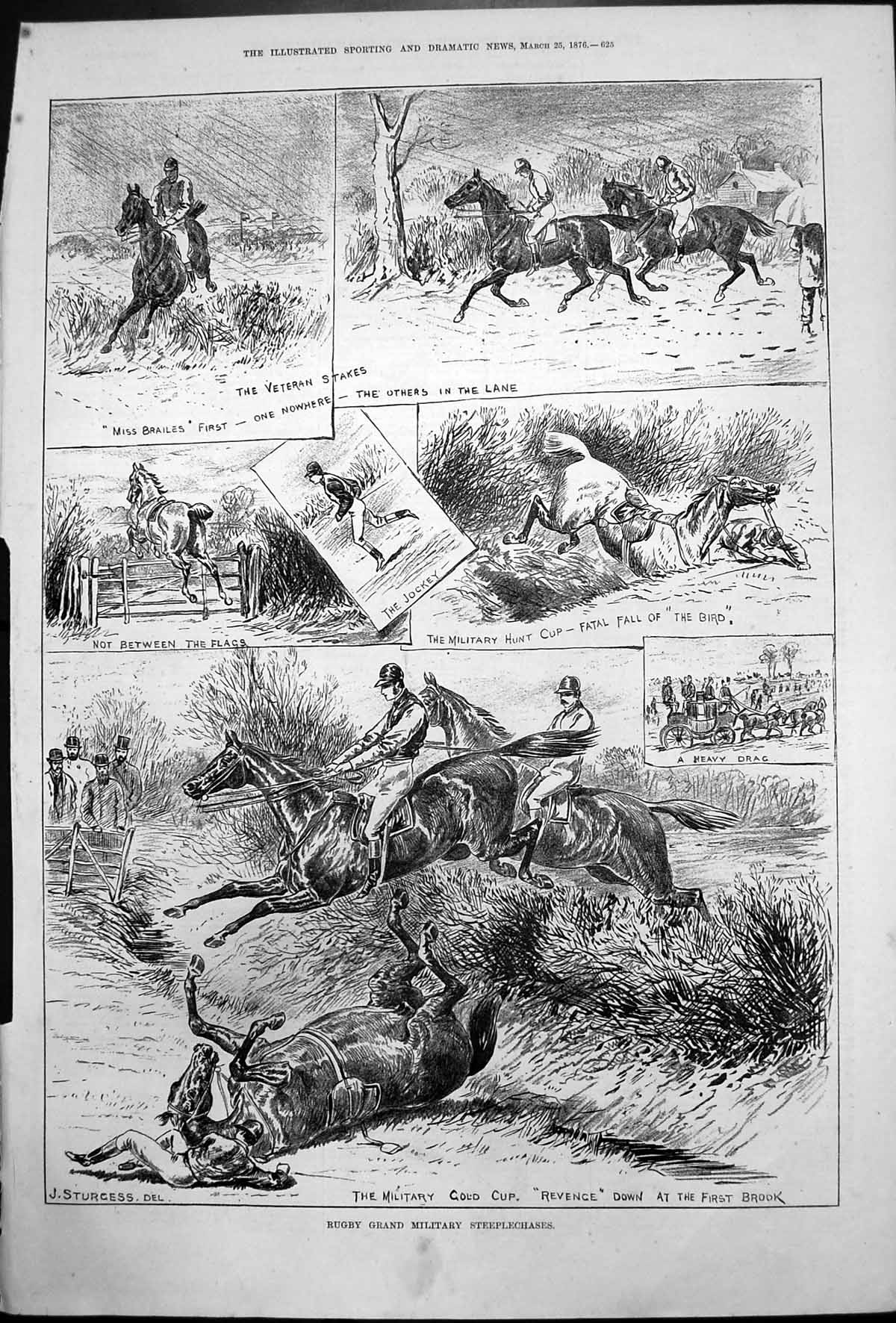 Antique Print Rugby Grand Military Steeplechases J Sturgess Jockey GCup 187