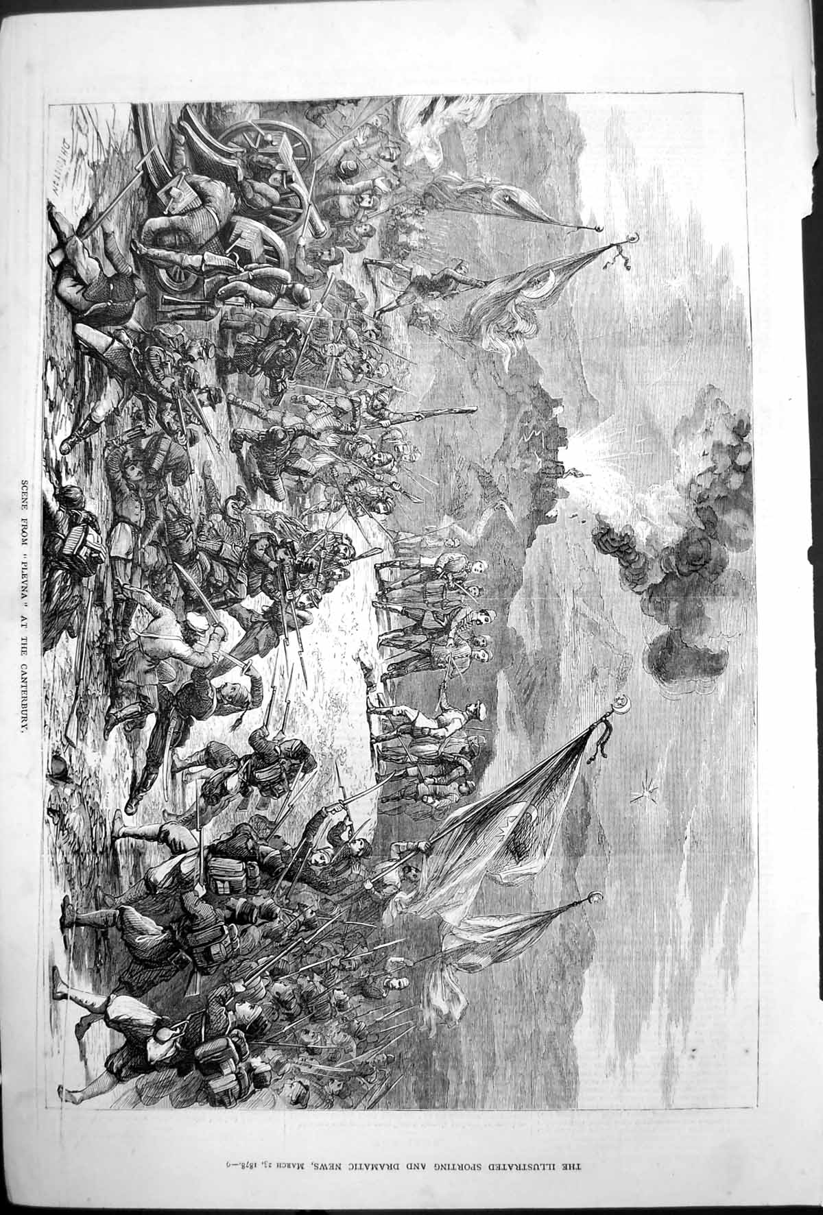 Original Old Antique Print Scene Plevna Canterbury Siers Battle 1878 Victorian
