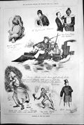 Antique Print Humours Past Month M Stretch Winter Commences War Party 1878 19th