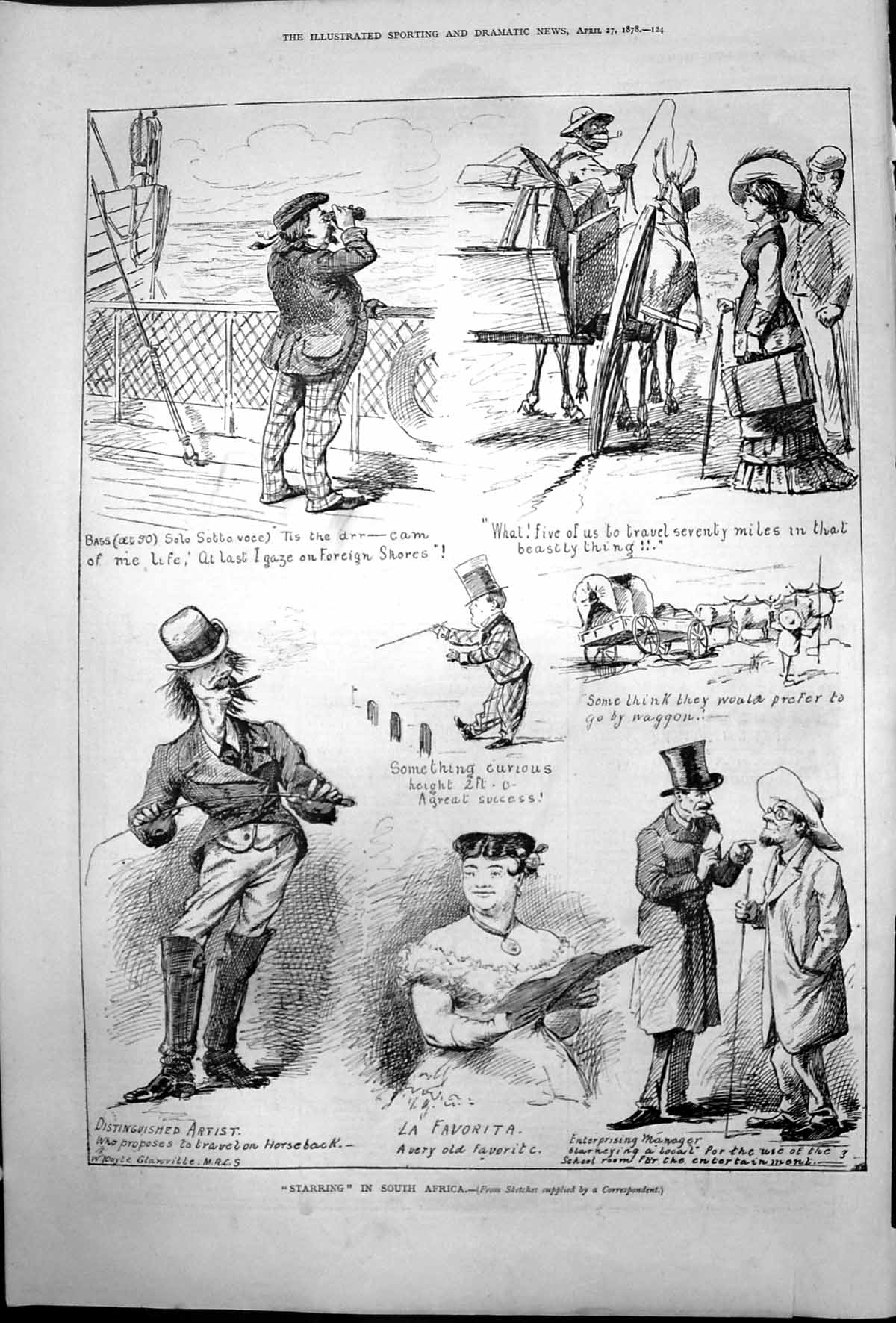 Antique Old Print Starring South Africa Distinquished Artist La Favorita 1878