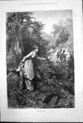 Old Surprise Lady Bushes Watches Man Walking Lady Arm Round Waist1878 Victorian