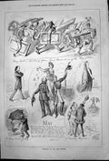 Antique Old Print Humours Past Month May Sports Academy Opens Jane Shore 1878